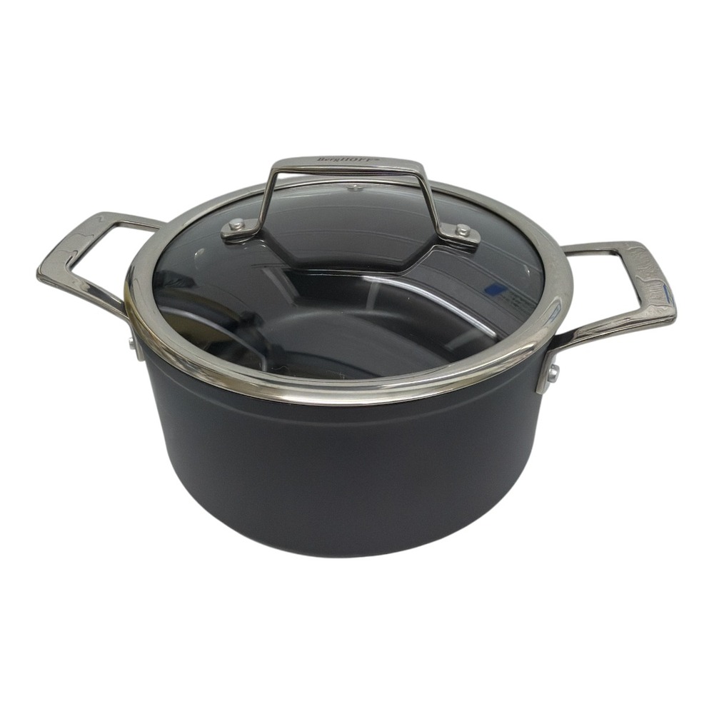 BergHOFF Essentials Nonstick Hard Anodized 8" Stockpot 3.3qt. With Glass Lid